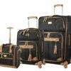 Steve Madden Luggage 3 Piece Softside Spinner Suitcase Set Collection (20"/28"/Under Seat Bag) (Harlo Black) -TRAVELPRO Sales 91JdA4lkGpL