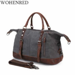 Men'S Travel Bags Vintage Leather Canvas Carry On Luggage Bags Big Men Duffel Bags Travel Tote