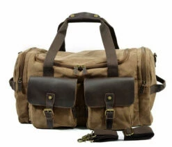 Man Vintage Military Travel Duffel Bag Multi-Pocket Canvas Overnight Bag Leather Weekend Carry On -TRAVELPRO Sales product image 842277440