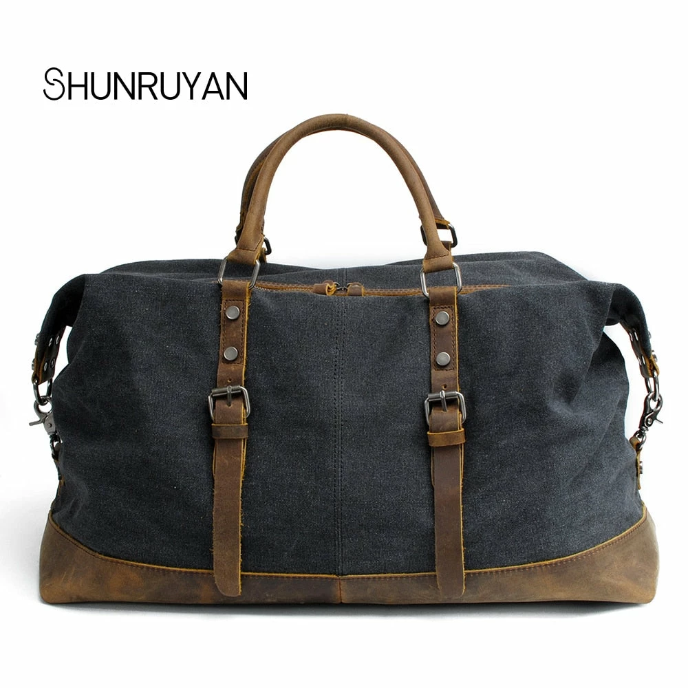 Shunruyan Canvas Cow Leather Men Travel Bags Carry On Luggage Bags Men Duffel Bags Travel Tote 3 Shunruyan Canvas Cow Leather Men Travel Bags Carry On Luggage Bags Men Duffel Bags Travel Tote