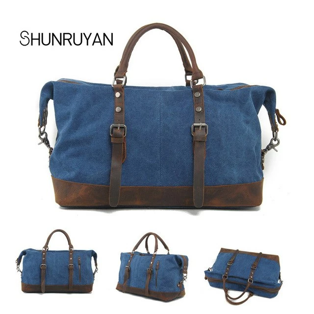Shunruyan Canvas Cow Leather Men Travel Bags Carry On Luggage Bags Men Duffel Bags Travel Tote 8 Shunruyan Canvas Cow Leather Men Travel Bags Carry On Luggage Bags Men Duffel Bags Travel Tote - Image 6